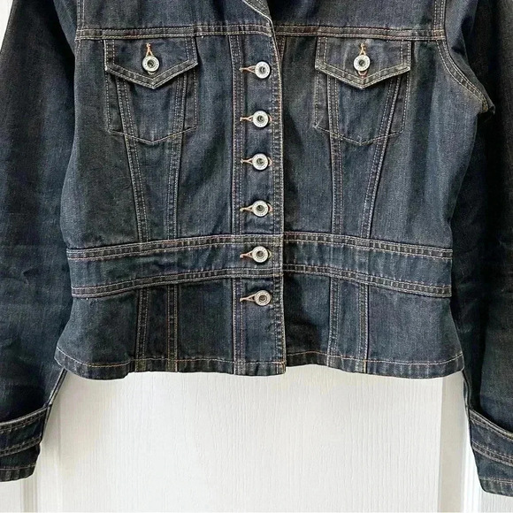 Vintage GAP  2001 Y2K Jean Jacket Dark Wash Blue Denim Size Small - Picture 6 of 15